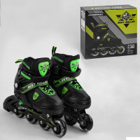 Ролики 10122-S Best Roller /розмір 31-34/ (6) ЗЕЛЕНІ, колеса PU, ПЕРЕДНЄ КОЛЕСО ЗІ СВІТЛОМ, d коліс - 6.5 см, в коробці 