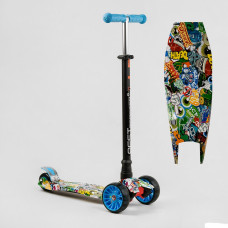 Самокат трехколесный MAXI S - 11901 (1) “Best Scooter”, съемный руль, колеса PU со светом, переднее 130х25 мм, задние сдвоенные 80х45 мм, в коробке