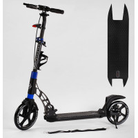 Самокат двухколесный "Best Scooter" D-19055 (2) резиновый коврик, ФАРА, переднее колесо PU 230мм, заднее колесо 200мм, 2 амортизатора, дисковый тормоз 