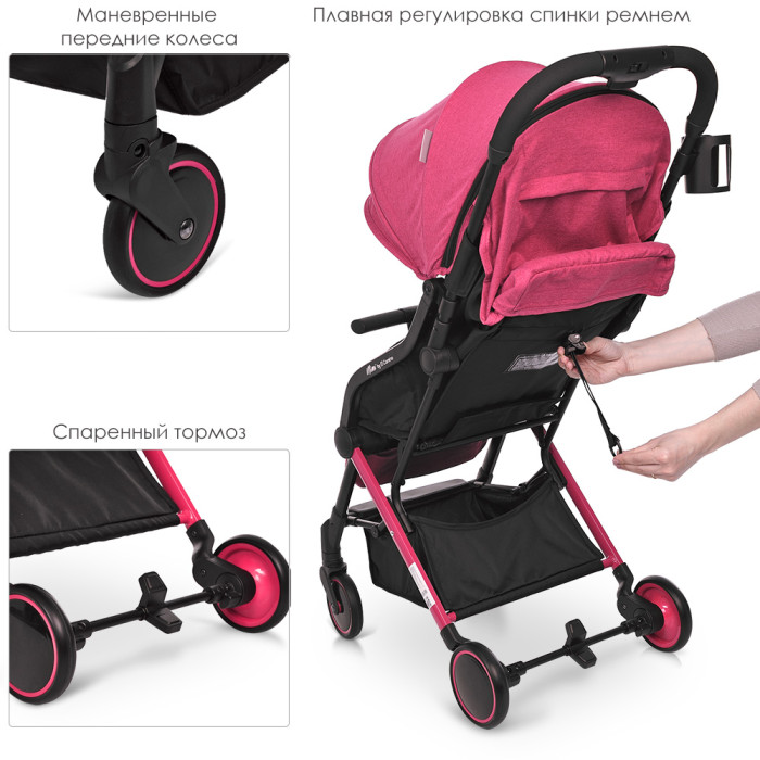 КОЛЯСКА ДЕТСКАЯ ME 1036L MIMI CANDY PINK Розовая