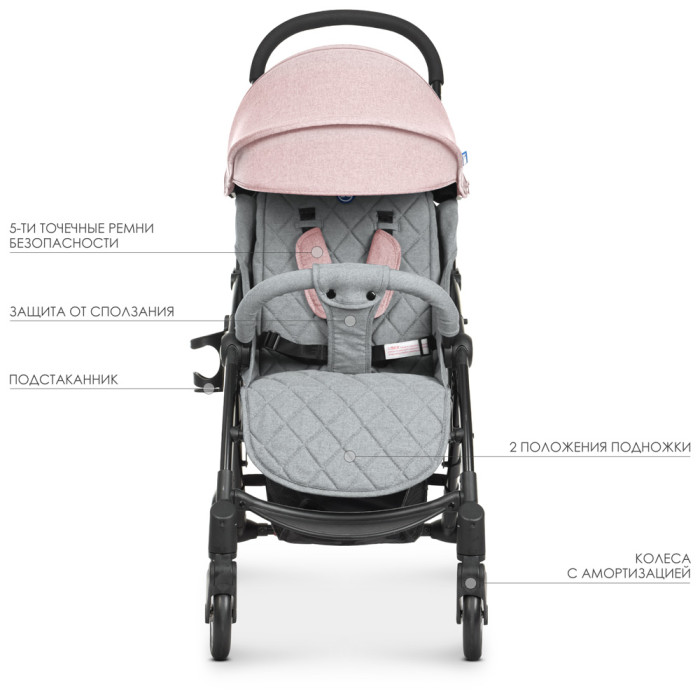 КОЛЯСКА ДЕТСКАЯ ME 1058 WISH PINK GRAY Розвая
