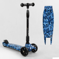 Самокат трехколесный Best Scooter 24-601 MAXI (6) складной алюминиевый руль, 3 колеса PU со светом, переднее 130х35 мм, заднее 80х45 мм, в коробке 