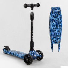 Самокат трехколесный Best Scooter 24-601 MAXI (6) складной алюминиевый руль, 3 колеса PU со светом, переднее 130х35 мм, заднее 80х45 мм, в коробке 