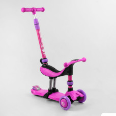 Самокат-велобег 3в1 трехколесный BS-26566 (4) Best Scooter, 3 колеса PU со светом, сидение, амортизаторы, родительская ручка 