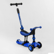 Самокат-велобег 3в1 трехколесный BS-27018 (4) Best Scooter, 3 колеса PU со светом, сидение, амортизаторы, родительская ручка  