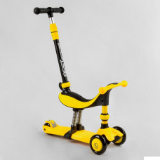 Самокат-велобег 3в1 трехколесный BS-38804 (4) Best Scooter, 3 колеса PU со светом, сидение, амортизаторы, родительская ручка 
