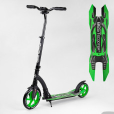 Самокат двухколесный Best Scooter 52266 (4) колеса PU - переднее 23 см, заднее - 20 см, 1 амортизатор, широкий руль, зажим руля, в коробке 