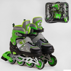 Ролики 65992-S Best Roller /розмір 30-33/ колір – ЗЕЛЕНИЙ (6) колеса PU, ПЕРЕДНЄ КОЛЕСО СВІТЛО, в сумці, d коліс – 6.5 см 