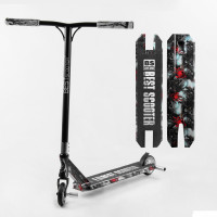 Самокат трюковый Best Scooter BS-77101 (4) HIC-система, ПЕГИ, алюминиевый диск и дека с ПРИНТОМ, колёса PU, d=110мм, ширина руля - 60 см, в коробке 