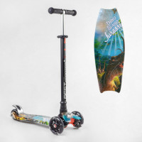 Самокат 779-2155 MAXI "Best Scooter" (1) пластмассовый, 4 колеса PU, СВЕТ, трубка руля алюминиевая, d=12см, в коробке 