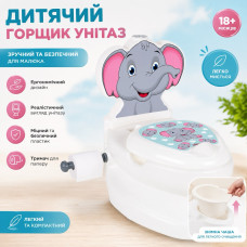 Горщик 07-566 Pilsan  "Слоненя", спинка, знімний горщик, тримач для паперу, звуки води, підсвічування кнопки, в коробці 
