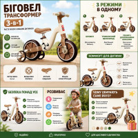 Велосипед-трансформер Best Trike BT-16530 (1) колеса 10’’, українське озвучування, з’ємні педалі, з’ємні допоміжні бокові колеса, в коробці 
