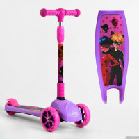 Самокат триколісний 80277 Best Scooter  СВІТЛО КОЛІС ТА ДИСКІВ, складене кермо, передні колеса PU 120х35мм, задні колеса PU 80х48мм 