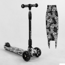 Самокат триколісний Best Scooter 65-878 MAXI  складне алюмінієве кермо, 3 колеса PU зі світлом, переднє 130х35 мм, заднє 80х45 мм, в коробці 