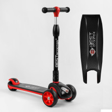 Самокат триколісний 44116 Best Scooter  ЧЕРВОНИЙ, складане алюмінієве кермо, 3 колеса PU зі світлом, d переднього 120х40мм, d заднього 80х24мм 