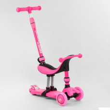 Самокат-велобіг 3в1 триколісний BS-23180  Best Scooter, 3 колеса PU зі світлом, сидіння, амортизатори, батьківська ручка 