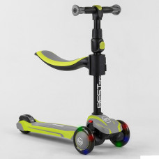 Самокат триколісний Best Scooter JS-20815  з сидінням, алюмінієве кермо, 3 колеса PU зі світлом, d = 12 см 