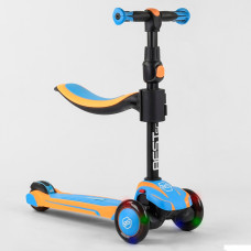 Самокат триколісний Best Scooter JS-30918 з сидінням, алюмінієве кермо, 3 колеса PU зі світлом, d = 12 см 