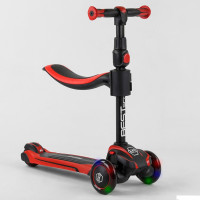 Самокат триколісний Best Scooter JS-10711  з сидінням, алюмінієве кермо, 3 колеса PU зі світлом, d = 12 см 