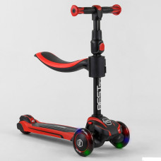 Самокат триколісний Best Scooter JS-10711  з сидінням, алюмінієве кермо, 3 колеса PU зі світлом, d = 12 см 