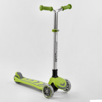 Самокат триколісний Y-00436  Best Scooter, САЛАТОВИЙ, складне алюмінієве кермо, 4 колеса PU зі світлом, d = 12 см 