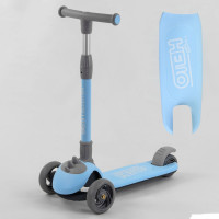 Самокат триколісний D-0885 Best Scooter, БЛАКИТНИЙ, складане алюмінієве кермо, 3 колеса PU зі світлом, d = 120*35 мм 