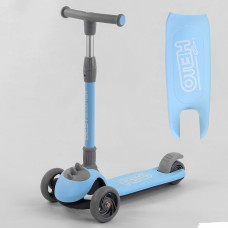 Самокат триколісний D-0885 Best Scooter, БЛАКИТНИЙ, складане алюмінієве кермо, 3 колеса PU зі світлом, d = 120*35 мм 