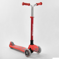 Самокат триколісний Y-00325  Best Scooter, ЧЕРВОНИЙ, складне алюмінієве кермо, 4 колеса PU зі світлом, d = 12 см 