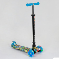 Самокат А 25467 / 779-1322 MAXI "Best Scooter"  пластмасовий, 4 колеса PU, СВІТЛО, трубка керма алюмінієва, d = 12см, в коробці 