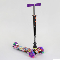 Самокат А 24664 / 779-1313 MAXI "Best Scooter"  пластмасовий, 4 колеса PU, СВІТЛО, трубка керма алюмінієва, d = 12см, в коробці 