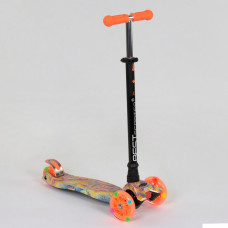 Самокат А 25597 /779-1340 MAXI "Best Scooter"  пластмасовий, 4 колеса PU, СВІТЛО, трубка керма алюмінієва, d = 12 см, в коробці 