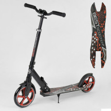 Самокат 88146  Best Scooter, ЧОРНИЙ, зажим руля, переднє колесо PU - 22 см, заднє колесо PU - 20 см, 1 амортизатор, в коробці 