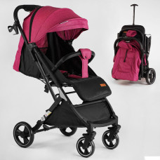 Візок прогулянковий дитячий "JOY" Comfort L-20115  колір РОЖЕВИЙ, рама сталь з алюмінієм, футкавер, підсклянник, телескопічна ручка 