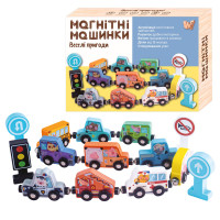 Магнітні машинки 49325  "WToys", дерев’яні, в коробці 